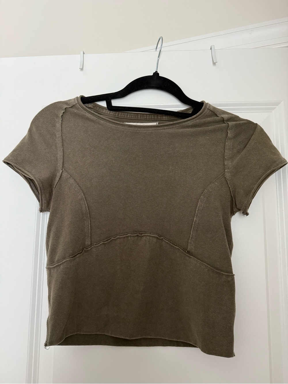 Free People Olive Short Sleeve Crewneck Top